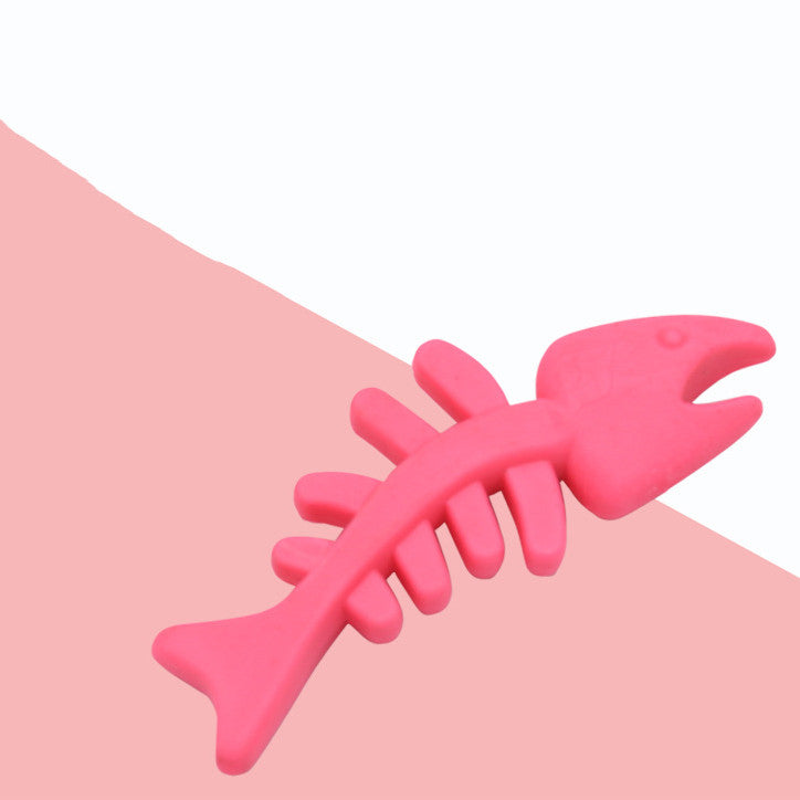 KFX-2960701 Fishbone Shaped Rubber Chew Toy for Dogs - Bite-Resistant Teeth Cleaning and Gum Massage