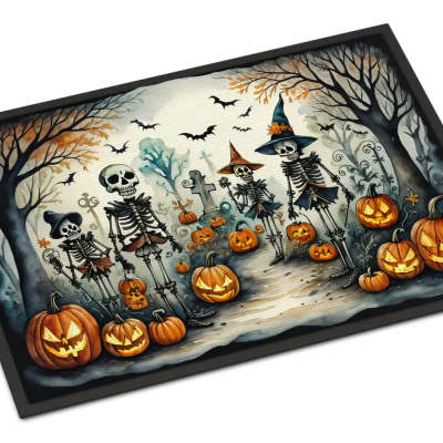 KFX-2961725 Halloween Cartoon Animation Floor Mat - Black Polyester Fiber, Square Shape (Multiple Sizes)