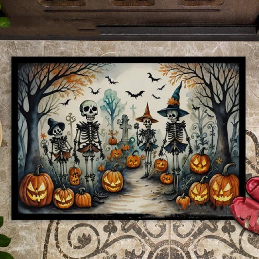 KFX-2961725 Halloween Cartoon Animation Floor Mat - Black Polyester Fiber, Square Shape (Multiple Sizes)