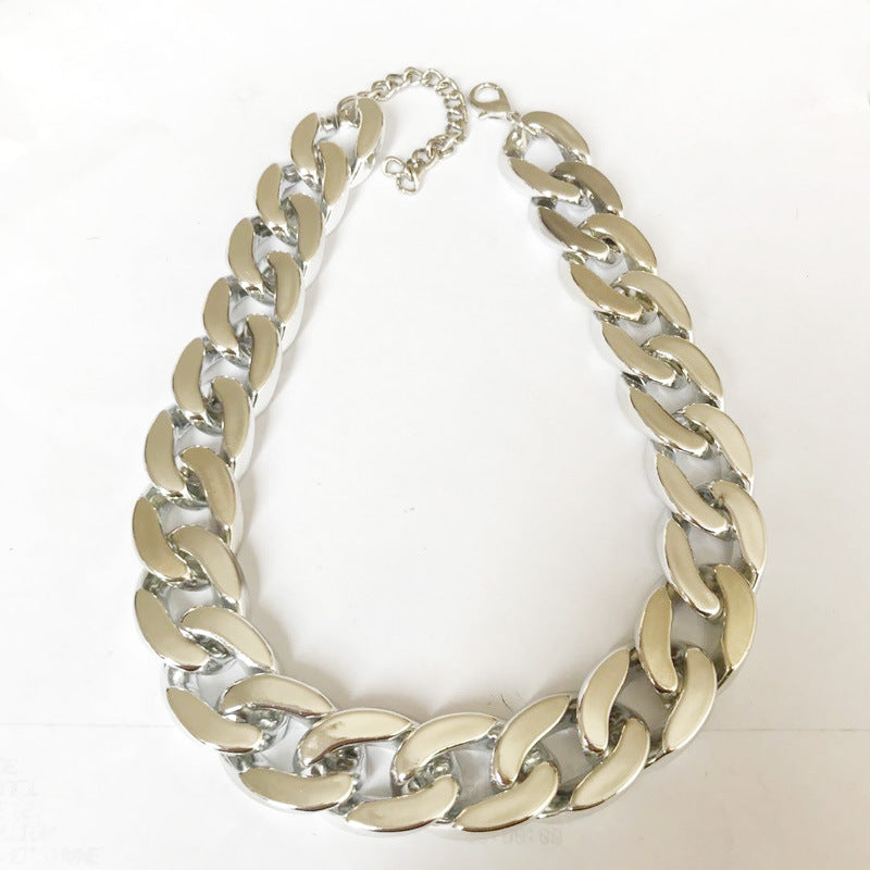 KFX-2961853 Simple Cat Metal Necklace in Gold, Rose Gold, Silver, and Gun Black - 28cm with 7cm Extension - Hip Hop Style