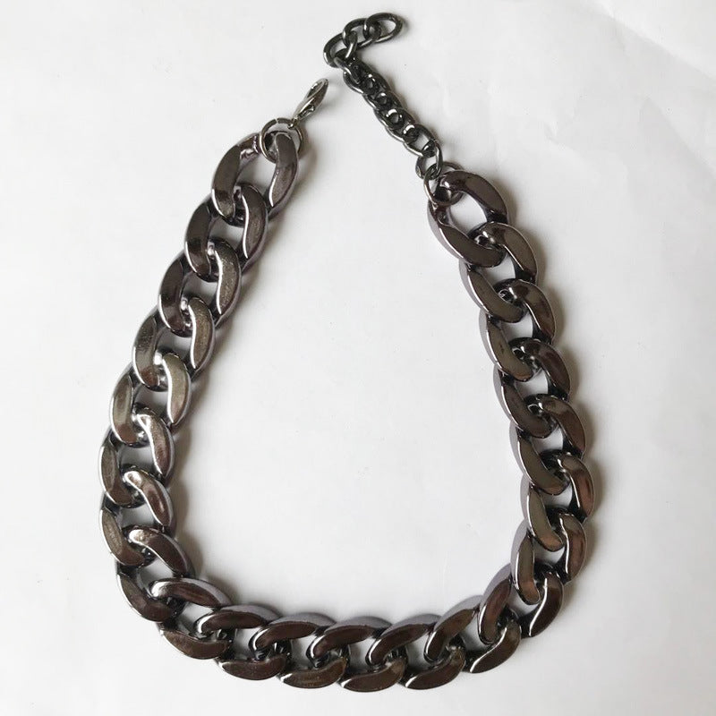KFX-2961853 Simple Cat Metal Necklace in Gold, Rose Gold, Silver, and Gun Black - 28cm with 7cm Extension - Hip Hop Style