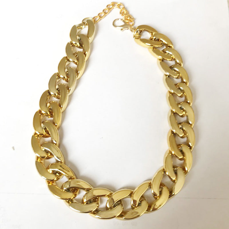 KFX-2961853 Simple Cat Metal Necklace in Gold, Rose Gold, Silver, and Gun Black - 28cm with 7cm Extension - Hip Hop Style