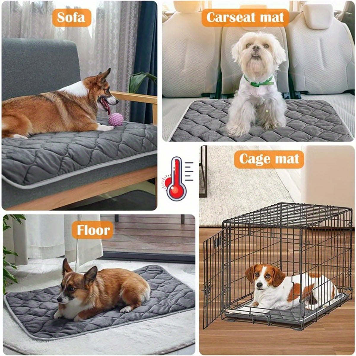 KFX-2963133 Self-Heating Non-Slip Pet Mat with Waterproof Design, 5-Layer Thermal Blanket for Dogs and Cats