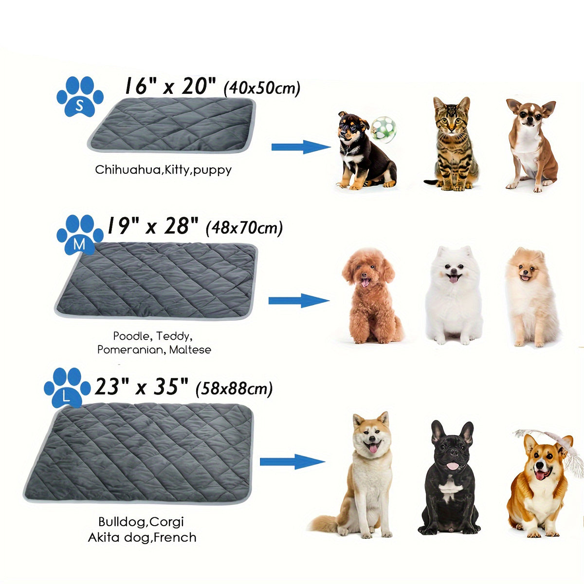 KFX-2963133 Self-Heating Non-Slip Pet Mat with Waterproof Design, 5-Layer Thermal Blanket for Dogs and Cats