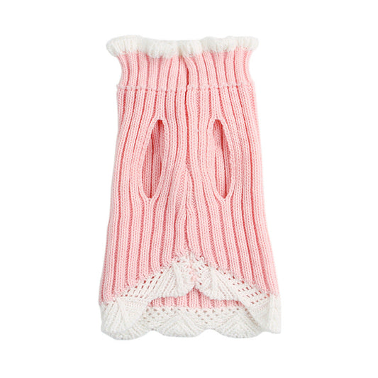 KFX-2963645 Knitted Acrylic Dog Sweater with Rhinestone Lace for Stylish Pets
