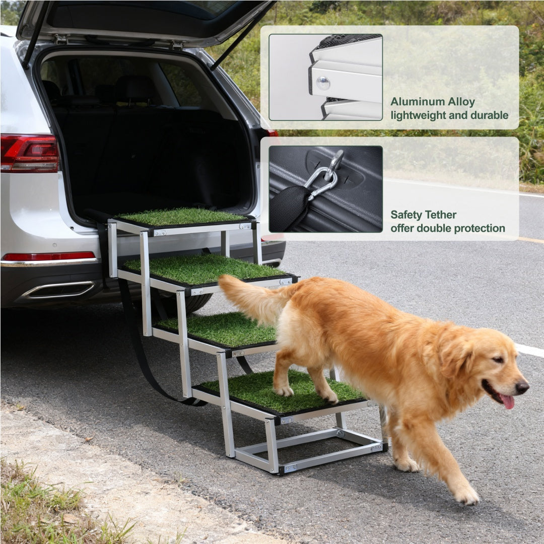 KFX-2964029 Foldable Dog Ramp for Cars and SUVs, Lightweight Non-Slip Pet Stairs, Supports Up to 250lbs, Ideal for Large Dogs