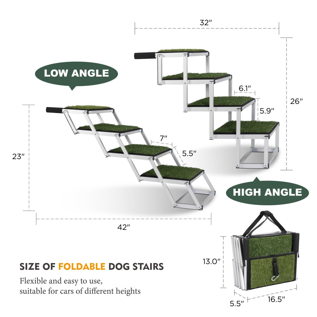 KFX-2964029 Foldable Dog Ramp for Cars and SUVs, Lightweight Non-Slip Pet Stairs, Supports Up to 250lbs, Ideal for Large Dogs