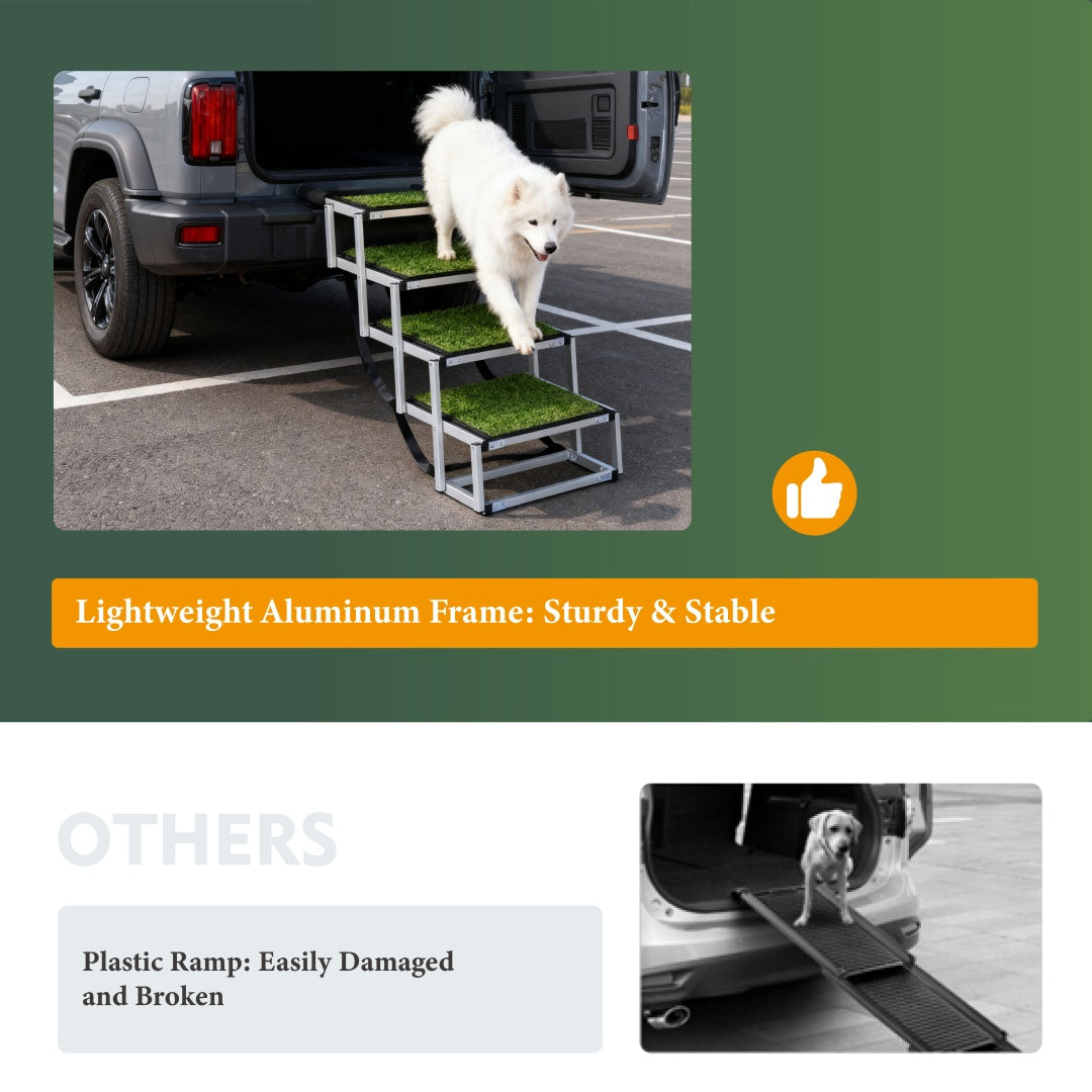 KFX-2964029 Foldable Dog Ramp for Cars and SUVs, Lightweight Non-Slip Pet Stairs, Supports Up to 250lbs, Ideal for Large Dogs