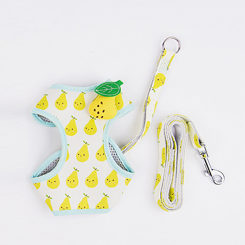 KFX-2967101 Adorable Cat Traction Rope in Cute Fruit Design - Adjustable Nylon Walking Leash for Cats