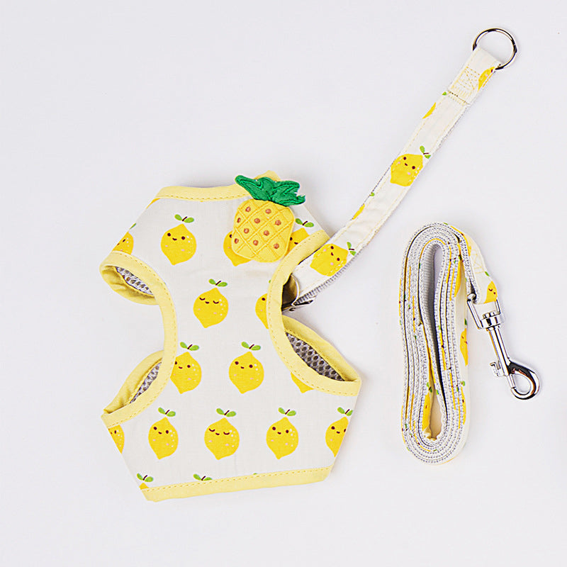 KFX-2967101 Adorable Cat Traction Rope in Cute Fruit Design - Adjustable Nylon Walking Leash for Cats