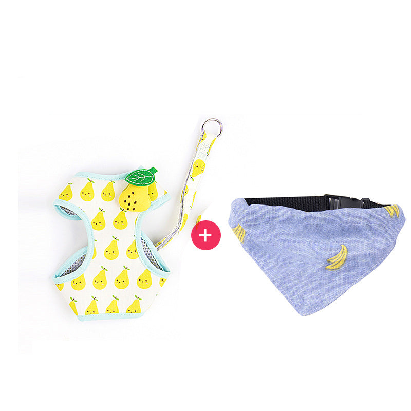 KFX-2967101 Adorable Cat Traction Rope in Cute Fruit Design - Adjustable Nylon Walking Leash for Cats