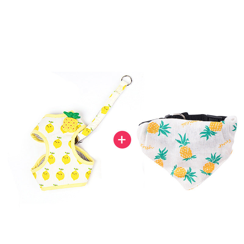 KFX-2967101 Adorable Cat Traction Rope in Cute Fruit Design - Adjustable Nylon Walking Leash for Cats