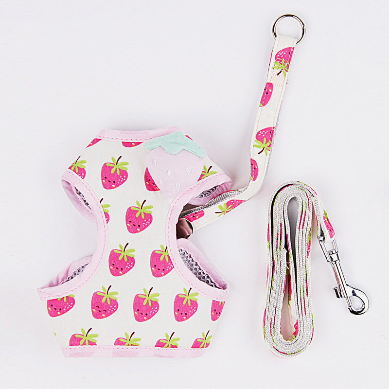KFX-2967101 Adorable Cat Traction Rope in Cute Fruit Design - Adjustable Nylon Walking Leash for Cats