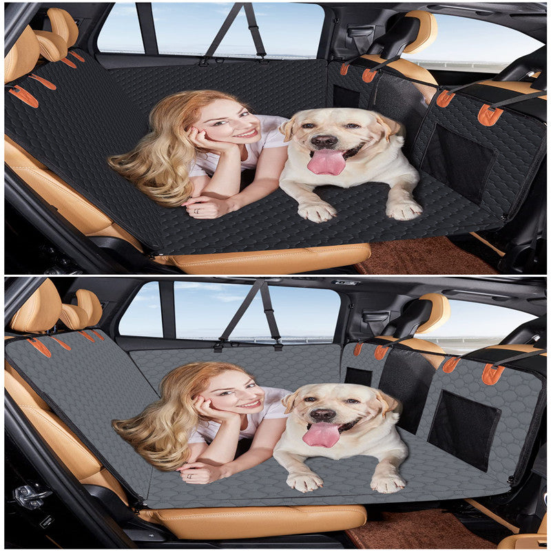 KFX-2967485 Lengthened Vehicle-Mounted Pet Mat Travel Dog Hammock - Honeycomb Pattern Black & Gray, 132x165 Cloth