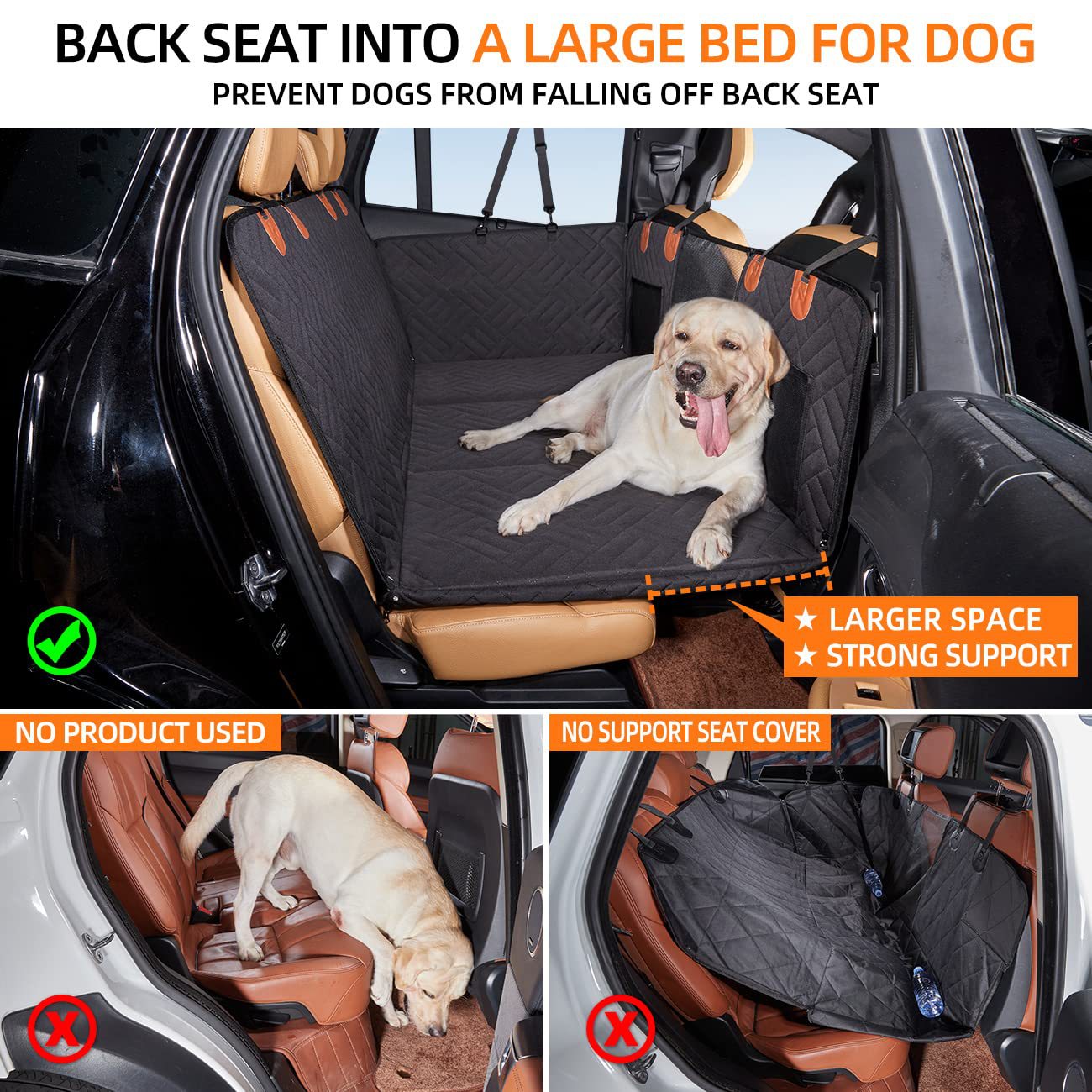 KFX-2967485 Lengthened Vehicle-Mounted Pet Mat Travel Dog Hammock - Honeycomb Pattern Black & Gray, 132x165 Cloth