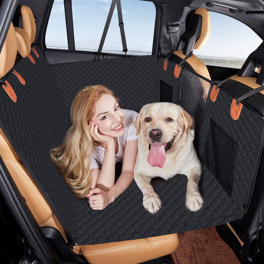 KFX-2967485 Lengthened Vehicle-Mounted Pet Mat Travel Dog Hammock - Honeycomb Pattern Black & Gray, 132x165 Cloth
