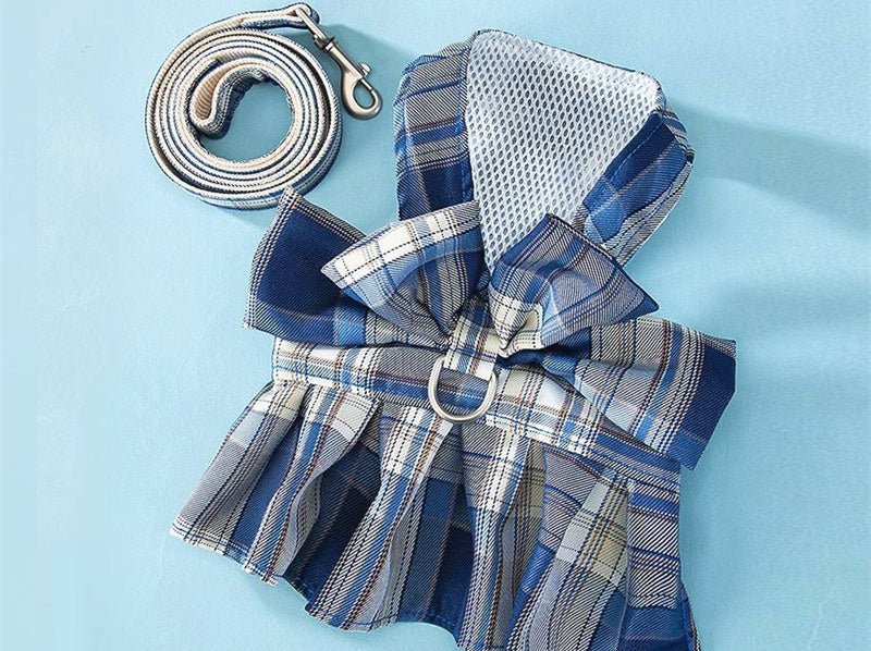 KFX-2971197 Dog Skirt with Leash Set - Soft Cotton Nylon for Small & Medium Pets, Multiple Colors Available