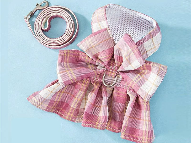 KFX-2971197 Dog Skirt with Leash Set - Soft Cotton Nylon for Small & Medium Pets, Multiple Colors Available