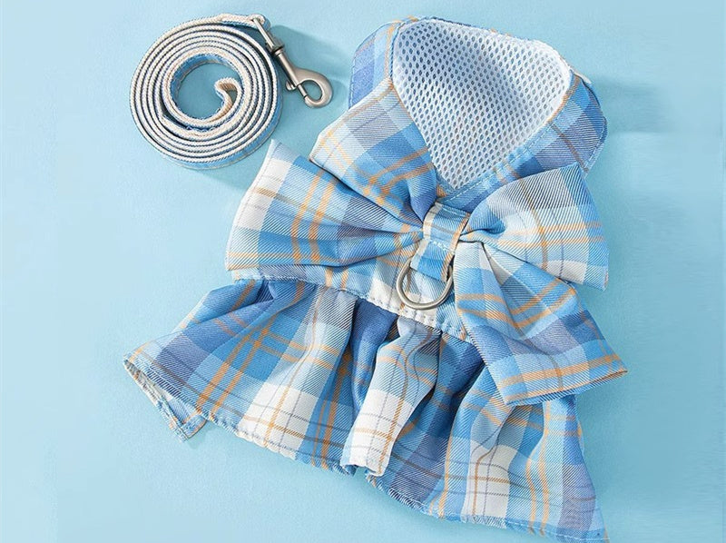 KFX-2971197 Dog Skirt with Leash Set - Soft Cotton Nylon for Small & Medium Pets, Multiple Colors Available