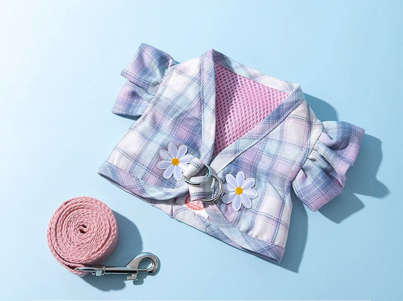 KFX-2971197 Dog Skirt with Leash Set - Soft Cotton Nylon for Small & Medium Pets, Multiple Colors Available