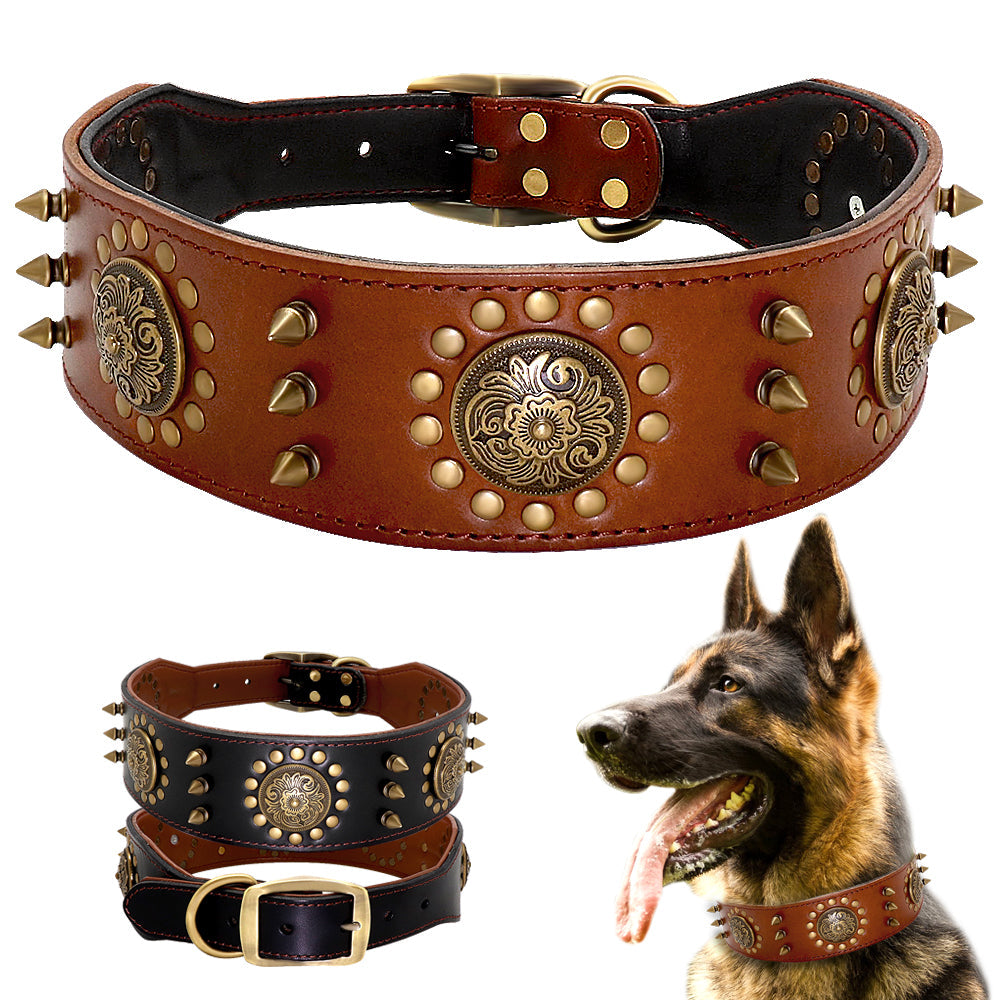 KFX-2973373 Studded Anti-Bite Large Dog Collar for Enhanced Protection and Style