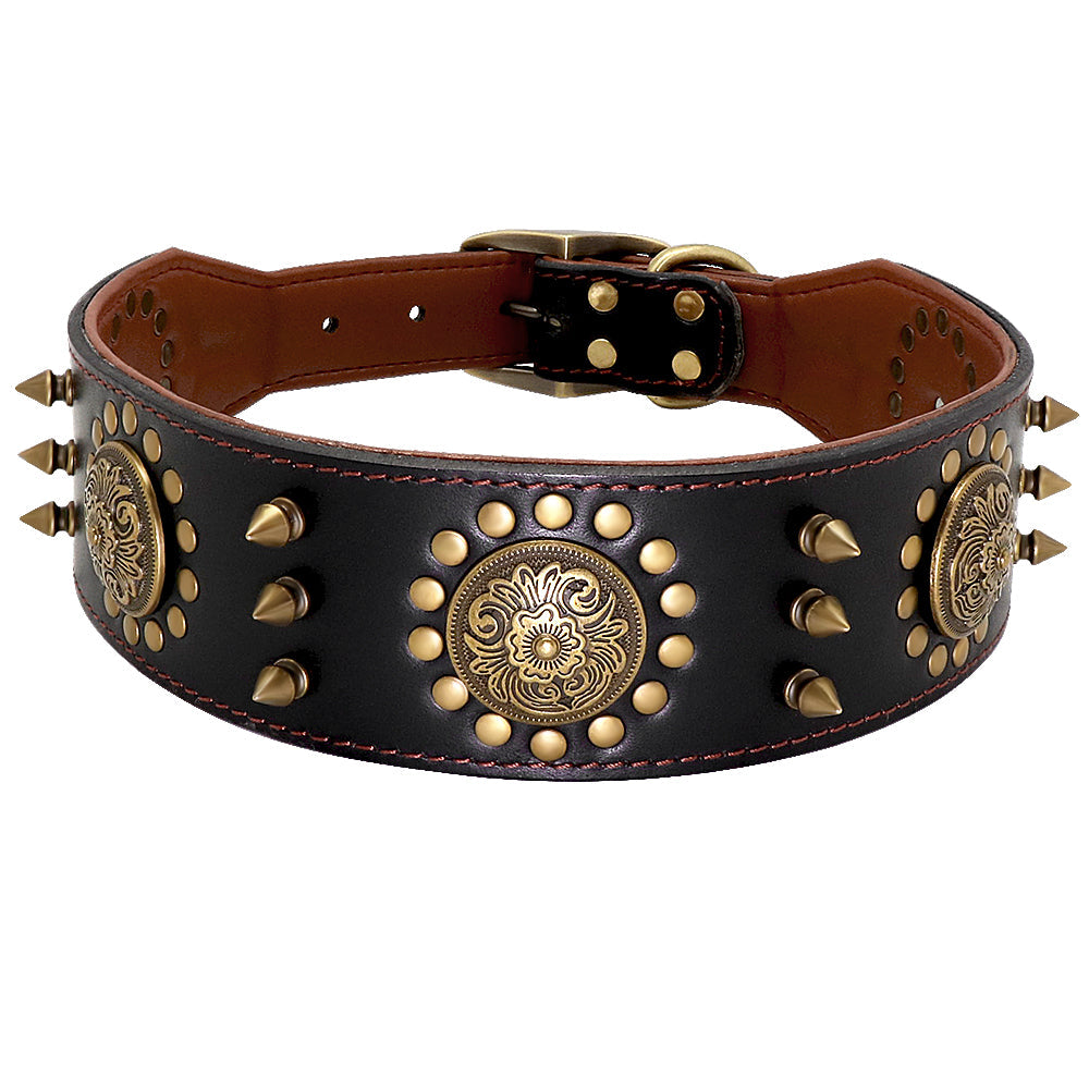KFX-2973373 Studded Anti-Bite Large Dog Collar for Enhanced Protection and Style