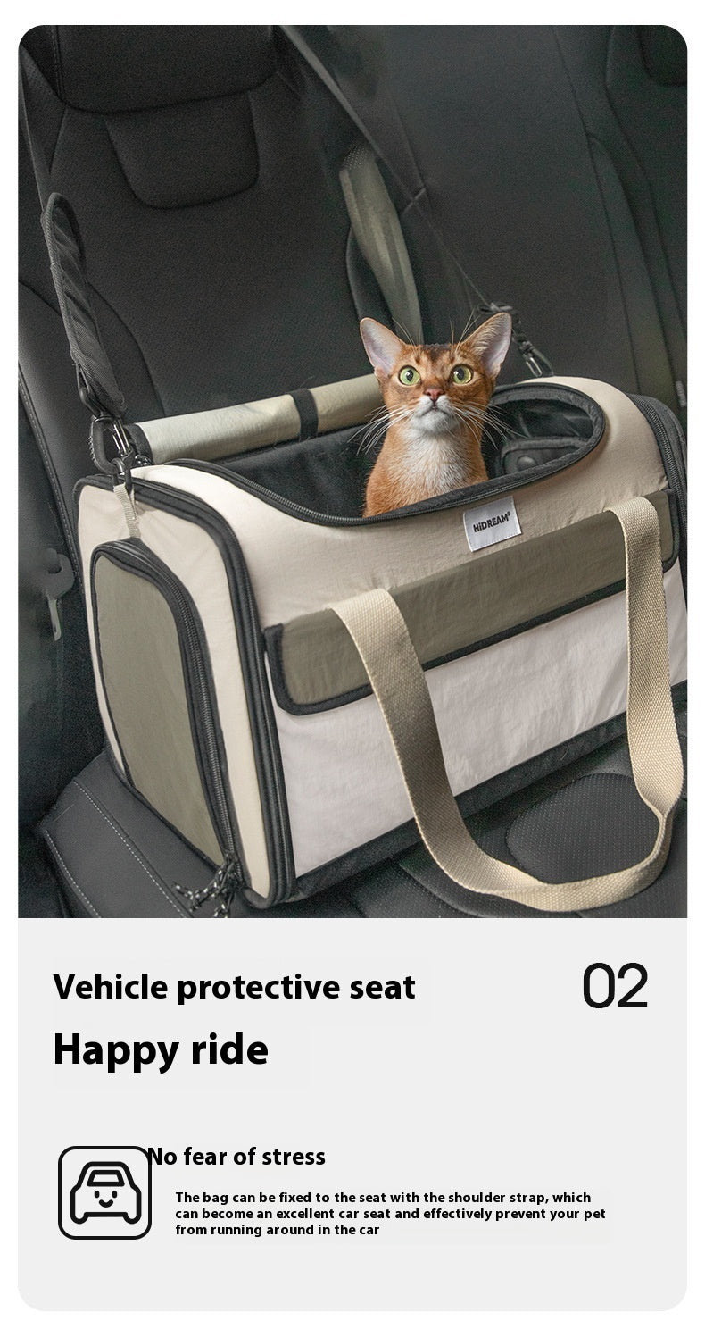 KFX-2973629 Portable Cat Bag - One-Shoulder Crossbody in Maroon, Durable Nylon Material