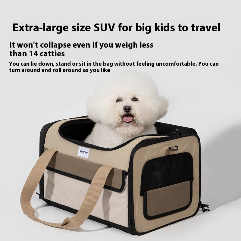 KFX-2973629 Portable Cat Bag - One-Shoulder Crossbody in Maroon, Durable Nylon Material