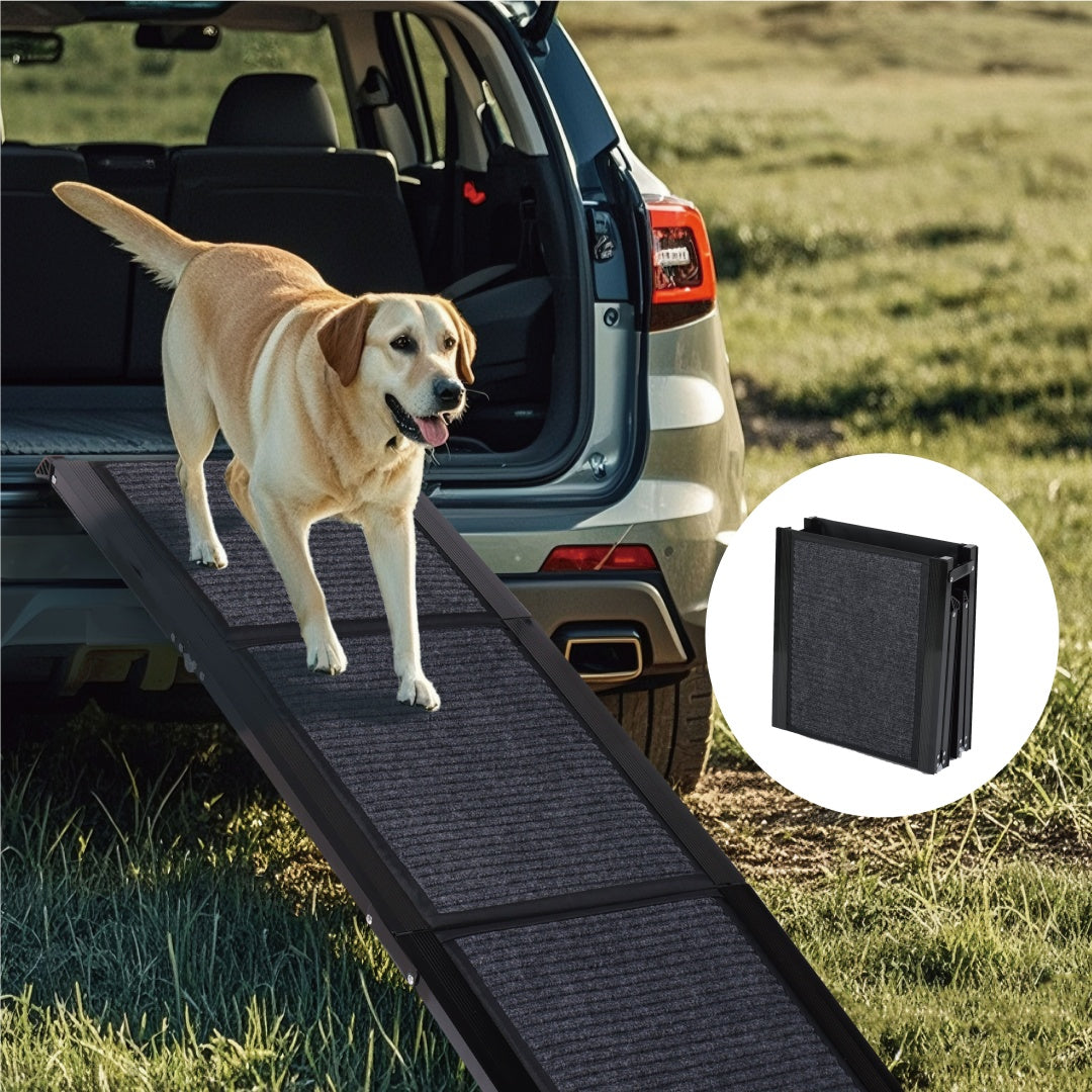 KFX-2974653 Portable Folding Dog Ramp for SUVs and Trucks - 71" Long, 19.5" Wide, Non-Slip Surface, Supports Up to 250 lbs