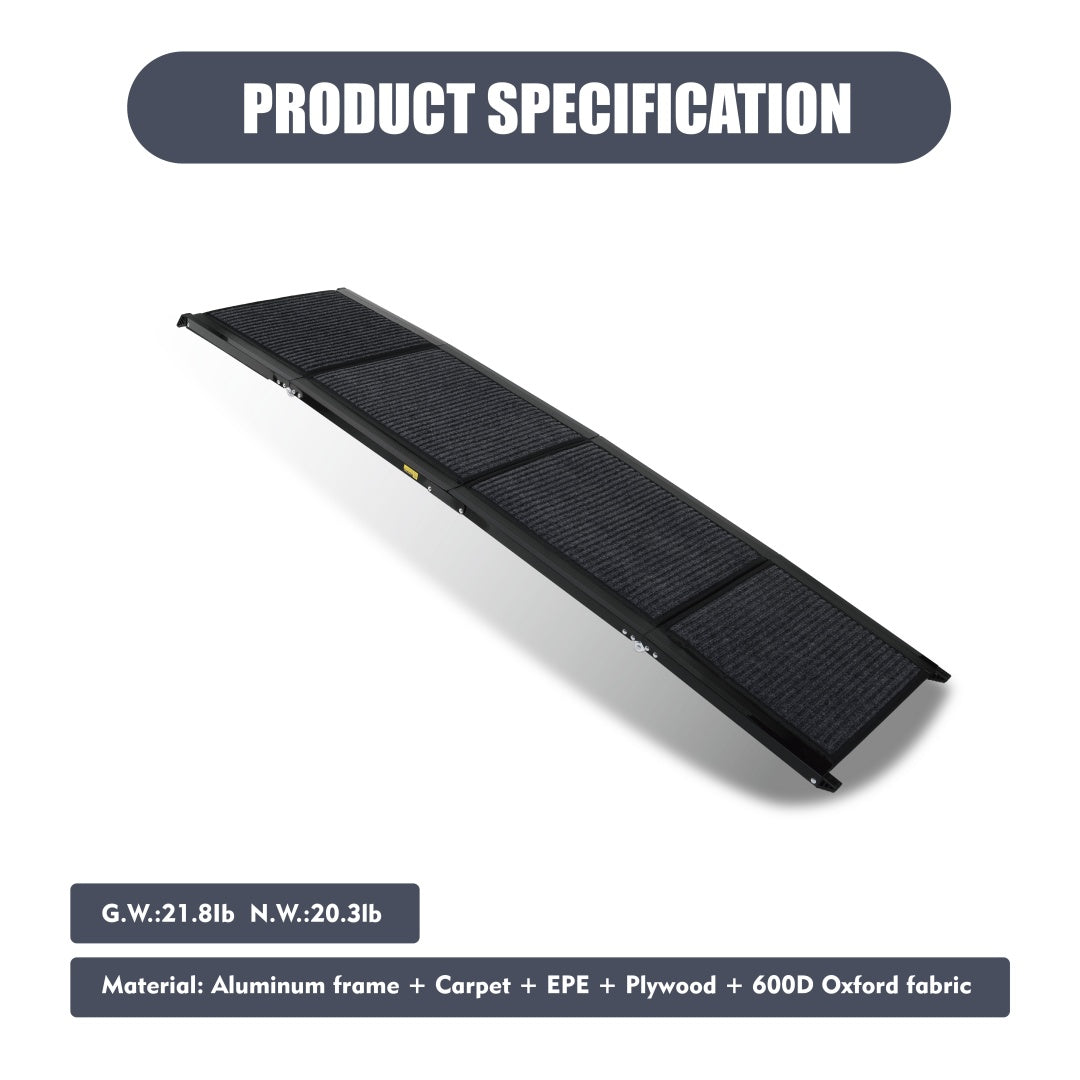 KFX-2974653 Portable Folding Dog Ramp for SUVs and Trucks - 71" Long, 19.5" Wide, Non-Slip Surface, Supports Up to 250 lbs