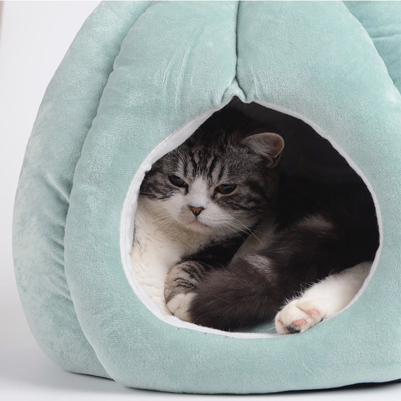 KFX-2975421 Cactus-Themed Cozy Pet Bed for Small to Medium Dogs and Cats, Warm PP Cotton and Crystal Velvet