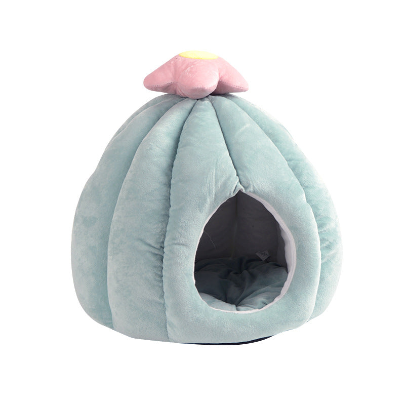 KFX-2975421 Cactus-Themed Cozy Pet Bed for Small to Medium Dogs and Cats, Warm PP Cotton and Crystal Velvet