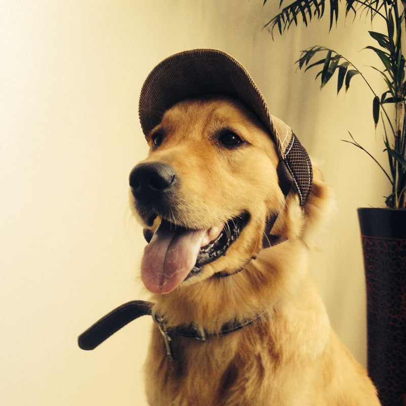 KFX-2976189 Breathable Pet Baseball Cap in Corduroy - Adjustable Sizes for All Seasons