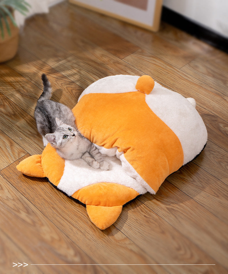 KFX-2978621 Cat Sleeping Bag - Warm Semi-Closed Bed for All Seasons, Cozy Pet Nest, Ideal for Winter Use