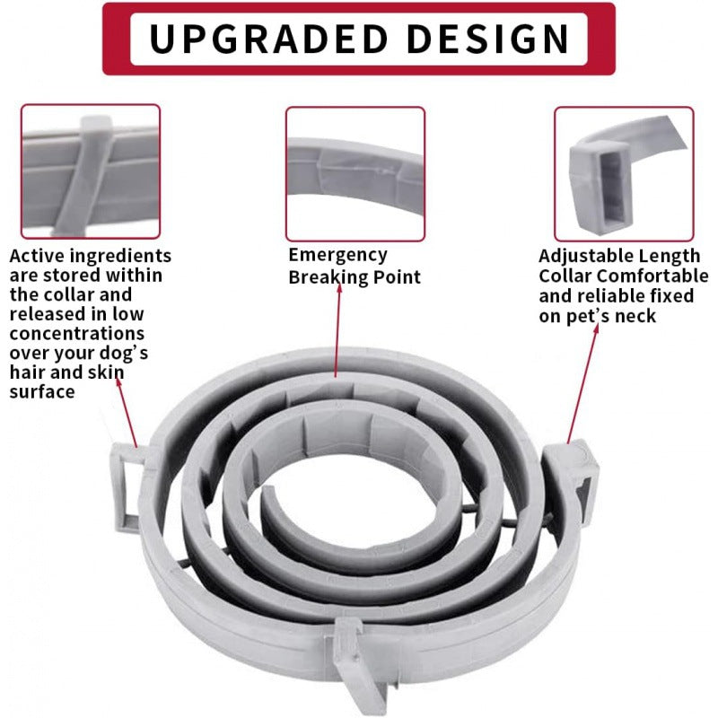 KFX-2979133 Waterproof Adjustable Insect Repellent Collar for Flea and Tick Protection - 70cm Gray Plastic