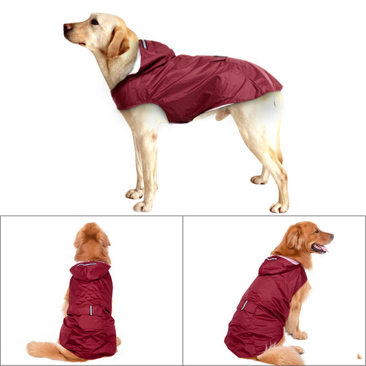 KFX-2979517 Waterproof Large Dog Raincoat with Soft Mesh Polyester for Outdoor Use