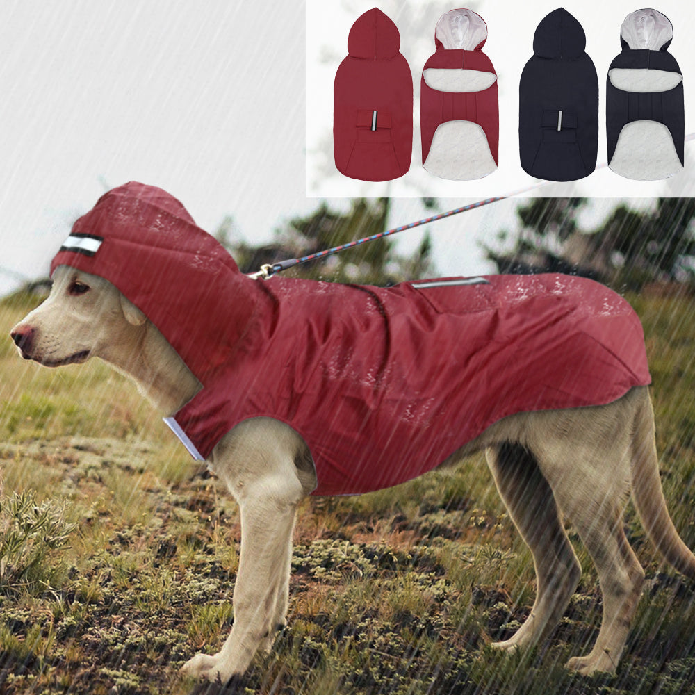 KFX-2979517 Waterproof Large Dog Raincoat with Soft Mesh Polyester for Outdoor Use