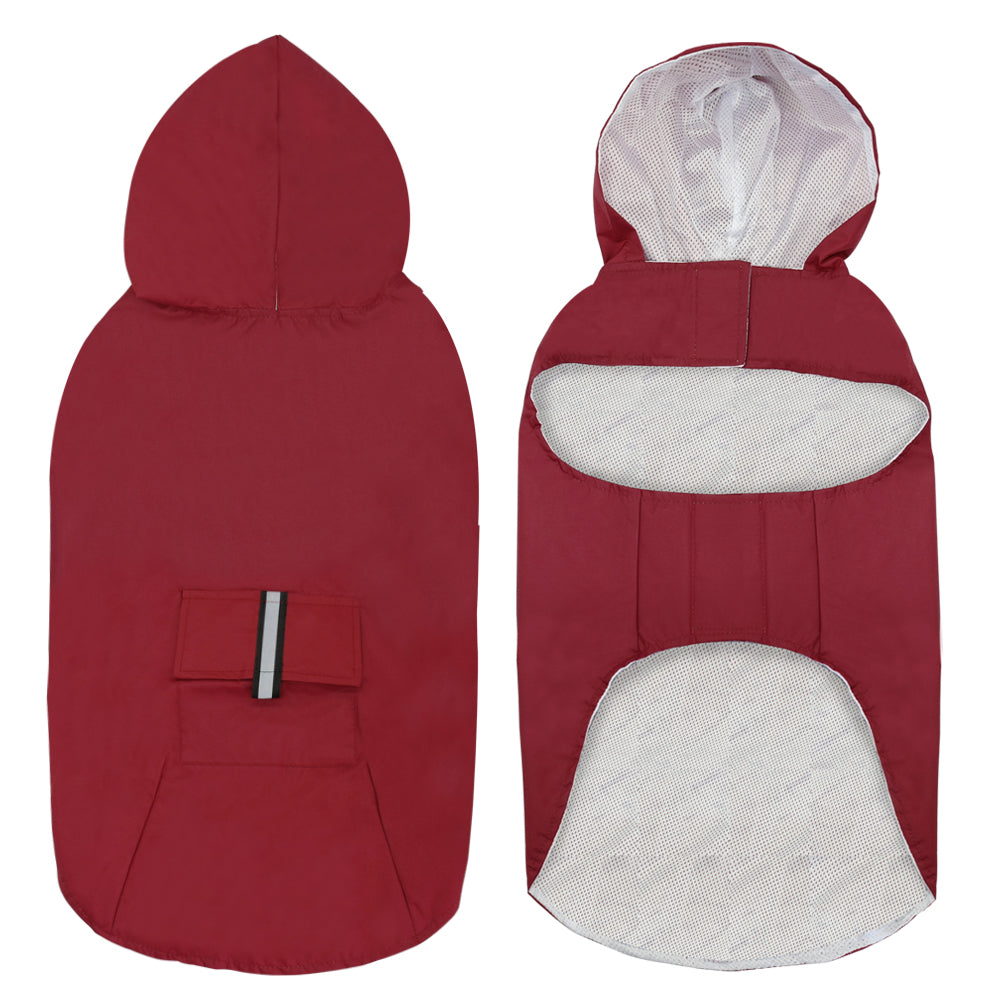 KFX-2979517 Waterproof Large Dog Raincoat with Soft Mesh Polyester for Outdoor Use