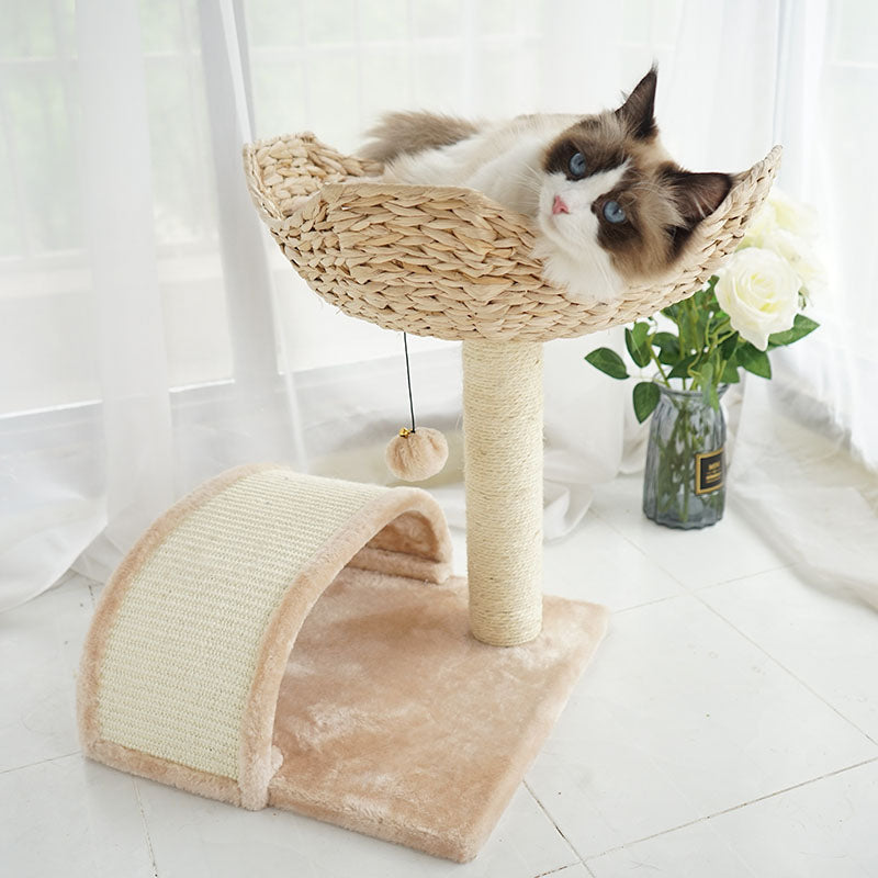 KFX-2980413 Cat Climbing Frame with Integrated Sisal Scratching Post and Plush Nest