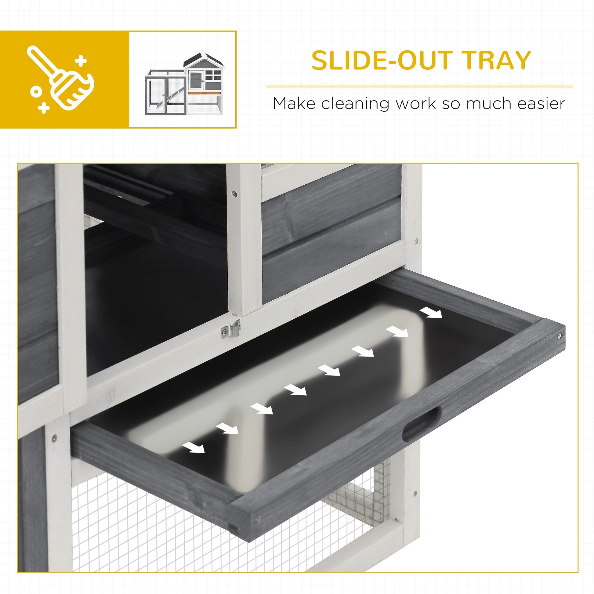 KFX-2980797 Indoor Wooden Rabbit Hutch with Outdoor Run, 48" Gray Weatherproof Design for Rabbits and Ferrets