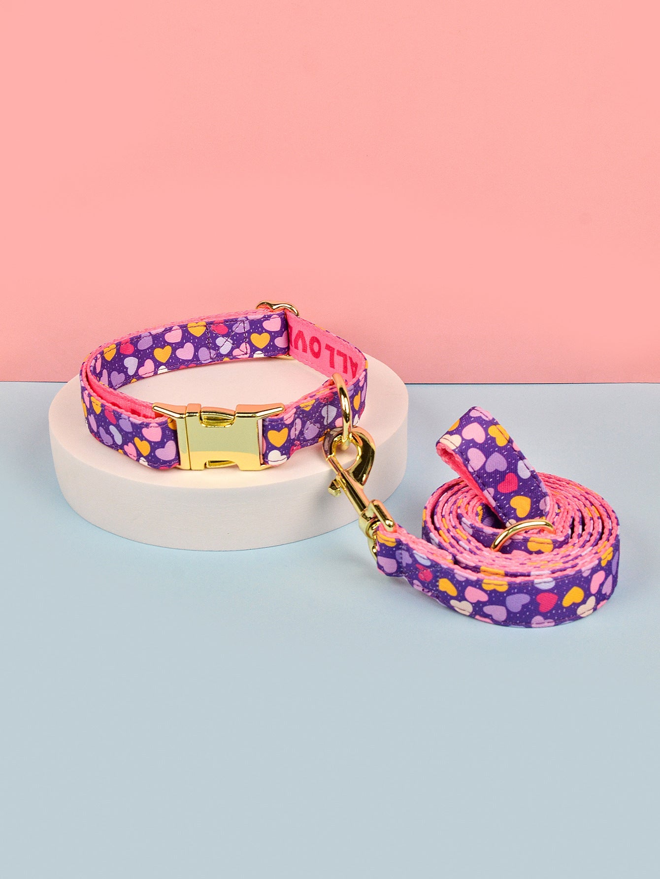 KFX-2980925 Double-sided Pet Collar with Haulage Rope in Various Fun Colors for Dogs and Cats