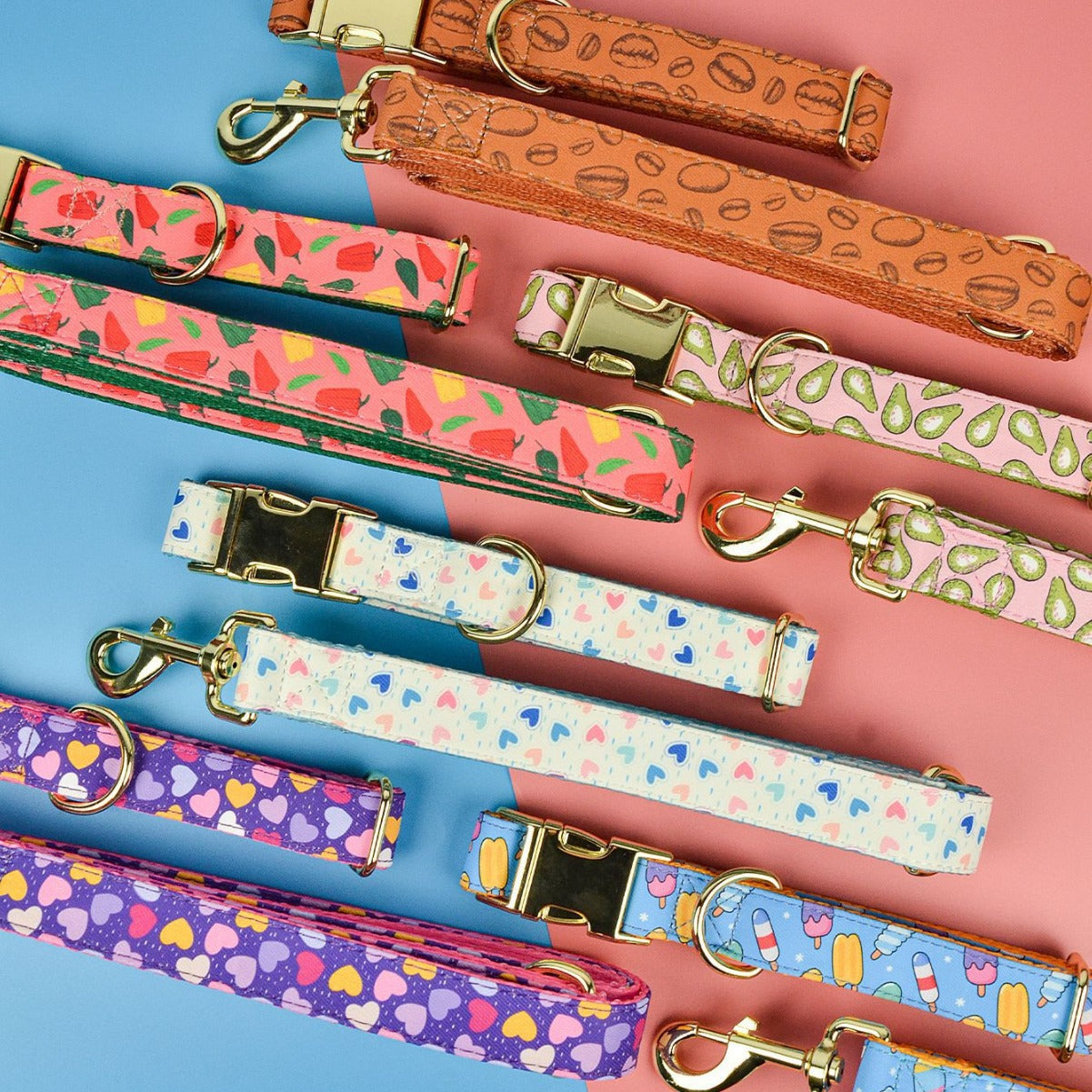 KFX-2980925 Double-sided Pet Collar with Haulage Rope in Various Fun Colors for Dogs and Cats