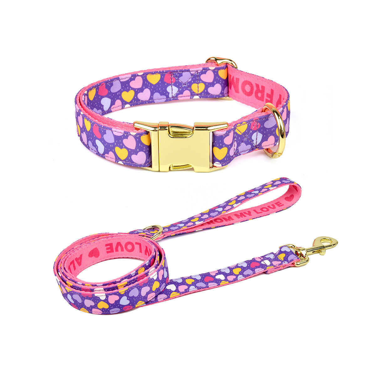 KFX-2980925 Double-sided Pet Collar with Haulage Rope in Various Fun Colors for Dogs and Cats
