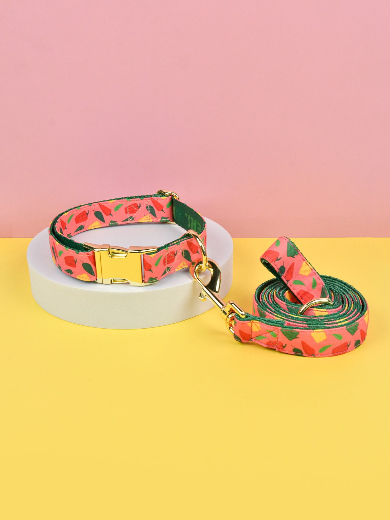 KFX-2980925 Double-sided Pet Collar with Haulage Rope in Various Fun Colors for Dogs and Cats