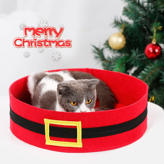 KFX-2981181 Festive Felt Cloth Cat Dog Bed for Halloween and Christmas - Lightweight, Foldable Design