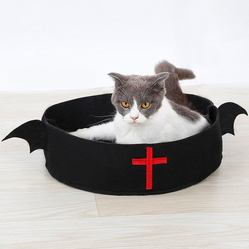 KFX-2981181 Festive Felt Cloth Cat Dog Bed for Halloween and Christmas - Lightweight, Foldable Design