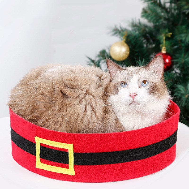 KFX-2981181 Festive Felt Cloth Cat Dog Bed for Halloween and Christmas - Lightweight, Foldable Design