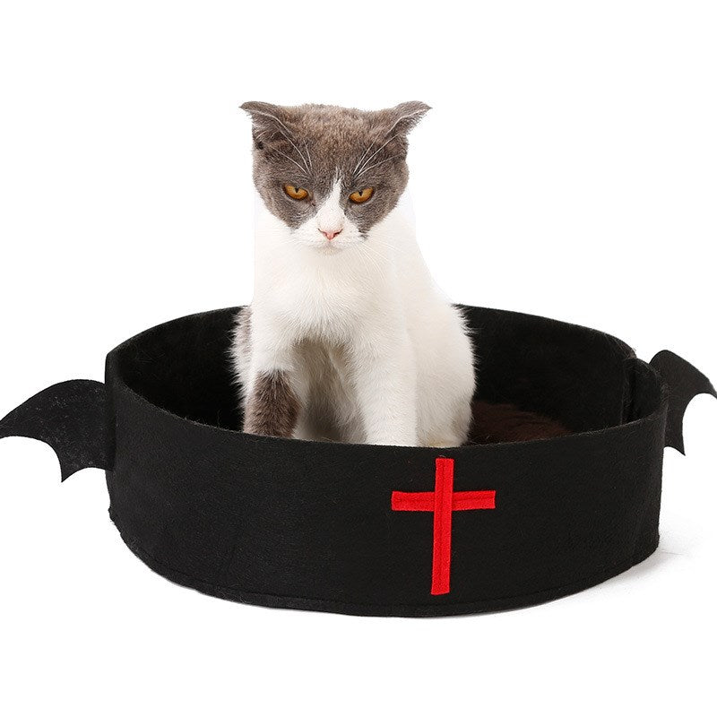 KFX-2981181 Festive Felt Cloth Cat Dog Bed for Halloween and Christmas - Lightweight, Foldable Design