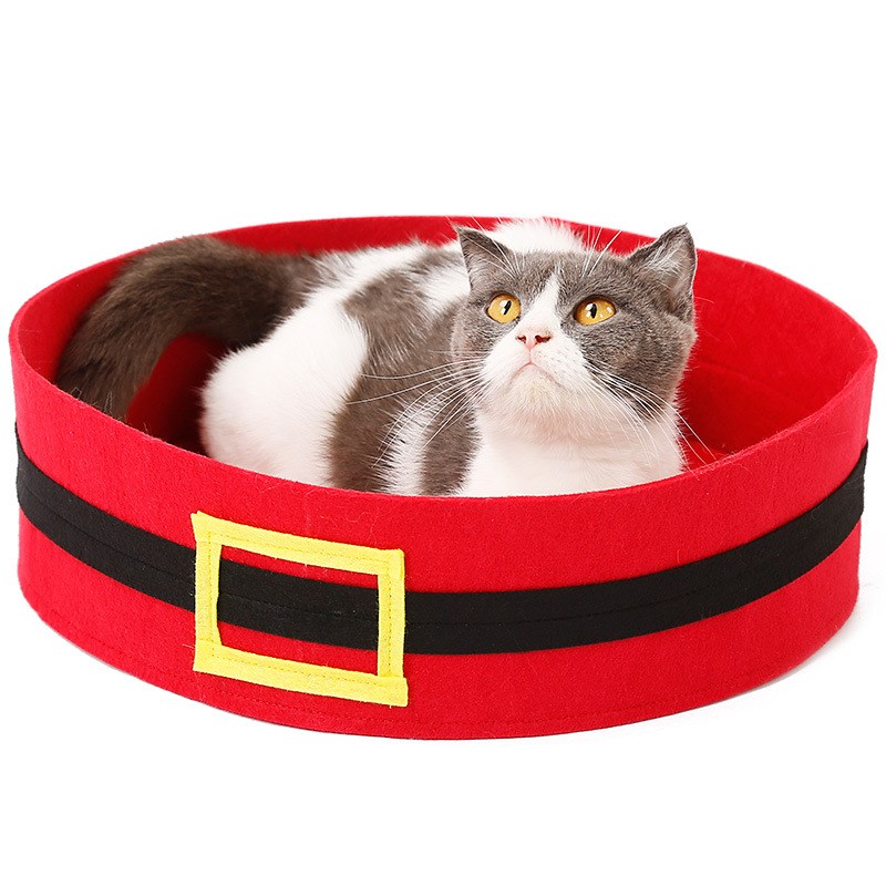 KFX-2981181 Festive Felt Cloth Cat Dog Bed for Halloween and Christmas - Lightweight, Foldable Design