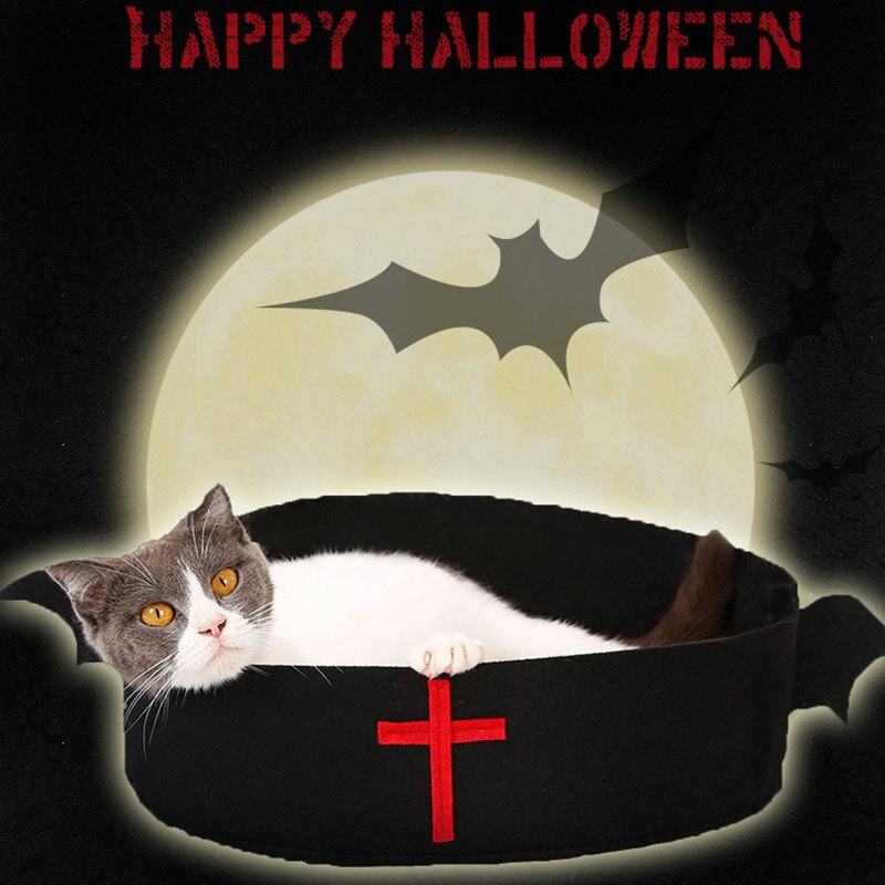 KFX-2981181 Festive Felt Cloth Cat Dog Bed for Halloween and Christmas - Lightweight, Foldable Design